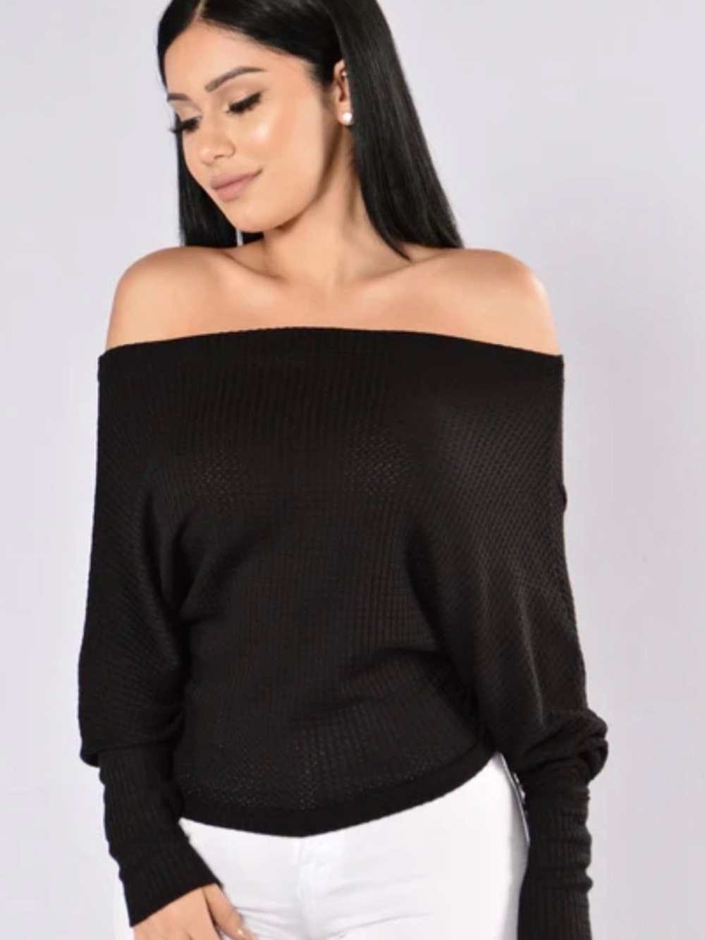 Fashion Nova Off-Shoulder Black Women's Sweater Top